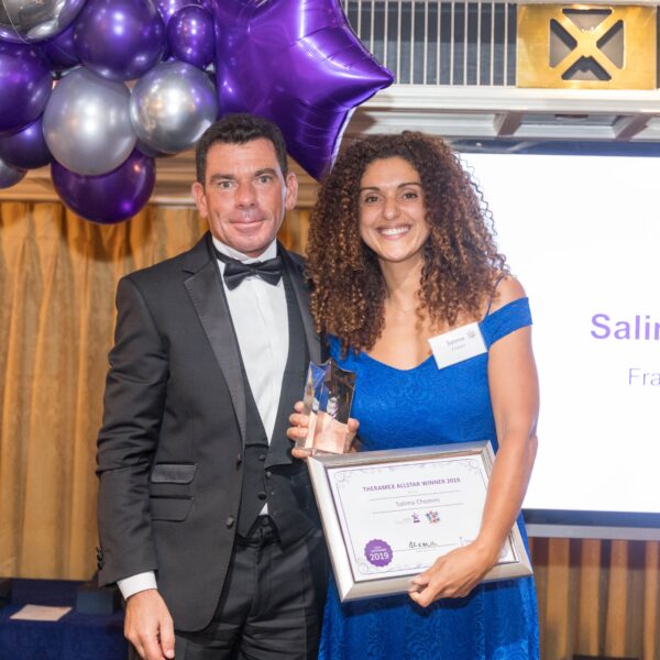 Gavin Jelic-Masterton, President, Global Fertility Franchise, and Theramex Allstar winner Salima Chemini